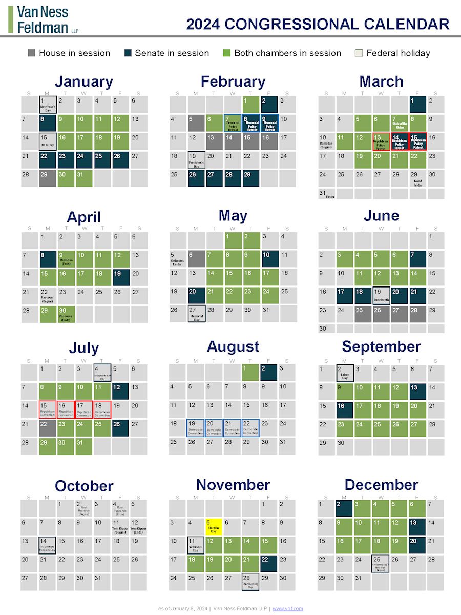 2024 Congressional Calendar | Van Ness Feldman LLP